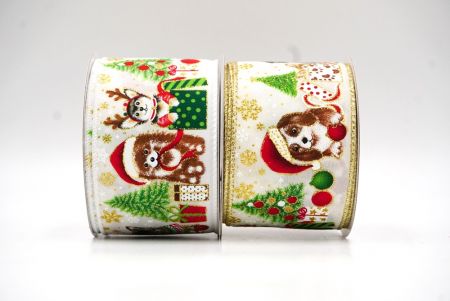 Decorative Christmas Dog Print Wired Ribbon_KF9150.KF9151.KF9152 (1)